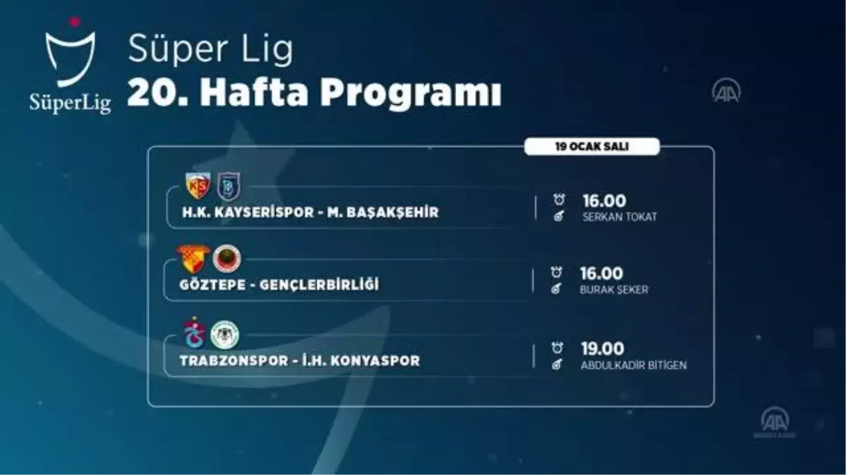 (VİDEO-GRAFİK) Futbol: Süper Lig'de 20. haftanın programı