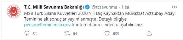 Astsubay başvuru sonuçları açıklandı! MSB muvazzaf astsubay başvuru sonuçları sorgulama!