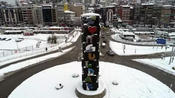 Beyaza bürünen Zonguldak havadan görüntülendi Beyaza bürünen Zonguldak havadan görüntülendi