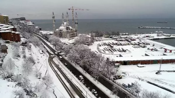 Beyaza bürünen Zonguldak havadan görüntülendi Beyaza bürünen Zonguldak havadan görüntülendi