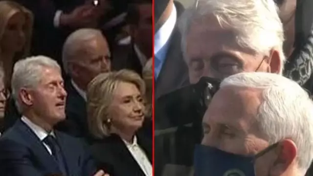 Bush'un cenazesinde uyuduğu görüntülerle hatırlanan Bill Clinton, Biden'ın yemin töreninde de uyuyakaldı Bush'un cenazesinde uyuduğu görüntülerle hatırlanan Bill Clinton, Biden'ın yemin töreninde de uyuyakaldı