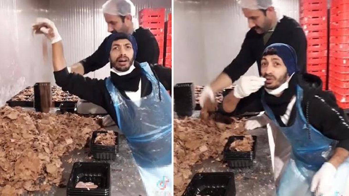 Hazır döner paketleyen iki çalışanın çekip paylaştığı videoya tepki yağıyor
