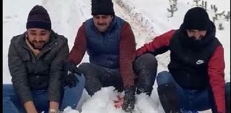 Off-Road araçlarının arkasına bağladıkları kızaklarla kaydılar