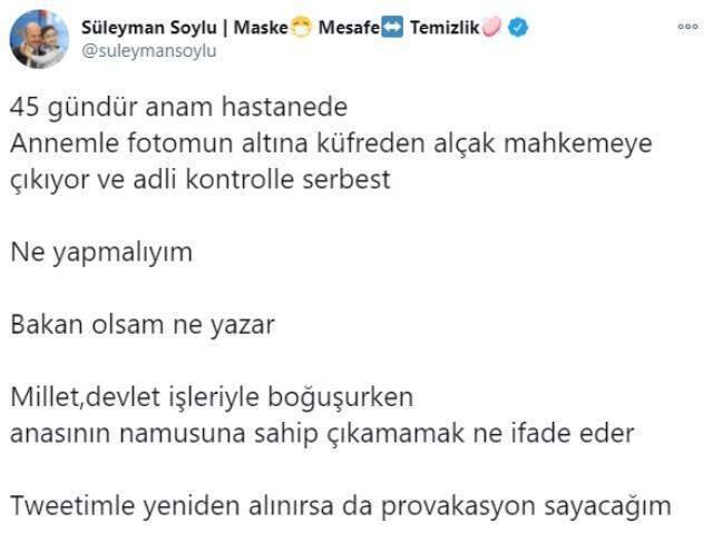 Adalet Bakanı Gül'den Bakan Soylu'nun annesine yönelik hakaretle ilgili açıklama: En ağır cezayı bulacağına inanıyorum