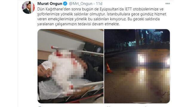 Eyüpsultan'da İETT çalışanına saldırı! Kanlar içinde kalan şoför hastaneye kaldırıldı Eyüpsultan'da İETT çalışanına saldırı! Kanlar içinde kalan şoför hastaneye kaldırıldı