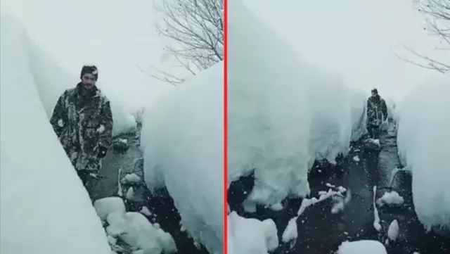 Köy sakinleri insan boyunu aşan kardan dolayı evlerine hapsoldu Köy sakinleri insan boyunu aşan kardan dolayı evlerine hapsoldu