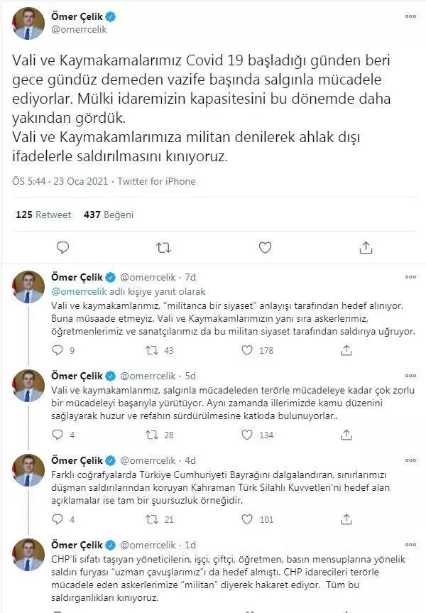 AK Parti'li Çelik: Vali ve kaymakamlarımıza 'militan' denilerek saldırılmasını kınıyoruz AK Parti'li Çelik: Vali ve kaymakamlarımıza 'militan' denilerek saldırılmasını kınıyoruz