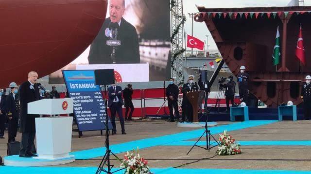Cumhurbaşkanı Erdoğan, Pakistan Donanması'nın 3. MİLGEM Korveti'nin 'İlk Kaynak Atma' törenine katıldı