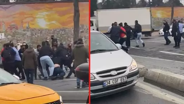İstanbul'un göbeğinde kemerle birbirlerine girdikleri anlar kamerada