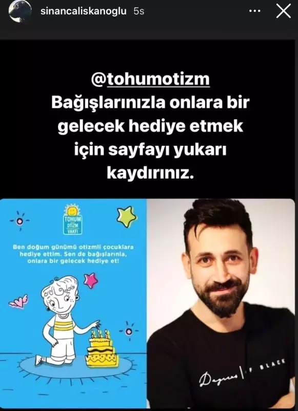 Sinan Çalışkanoğlu doğum gününü Tohum Otizm Vakfına bağışlıyor! Sinan Çalışkanoğlu doğum gününü Tohum Otizm Vakfına bağışlıyor!
