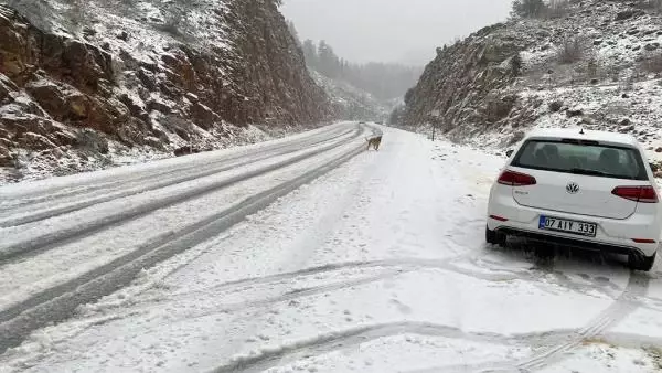 Konya yolunda kar yağışı etkisini gösterdi Konya yolunda kar yağışı etkisini gösterdi