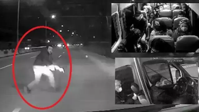 Üst geçidi kullanmayan yayaya minibüsün çarptığı anlar kamerada Üst geçidi kullanmayan yayaya minibüsün çarptığı anlar kamerada