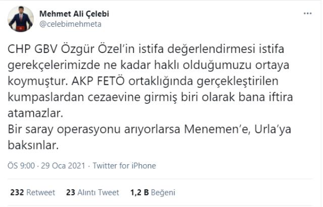 İstifanın ardından CHP'de kılıçlar çekildi! Özel'in 'Saray operasyonu' sözlerine Çelebi'den sert yanıt: Menemen'i kim sattı?