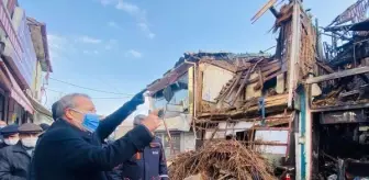 Milletvekili Taytak, Bolvadin'de 10 iş yerinin yandığı çarşı merkezinde incelemede bulundu