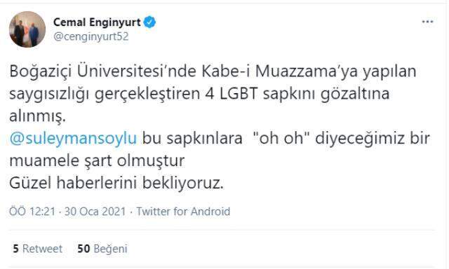 Boğaziçi Üniversitesi önünde Kabe fotoğrafının yere serilmesine ilişkin 4 kişi gözaltına alındı