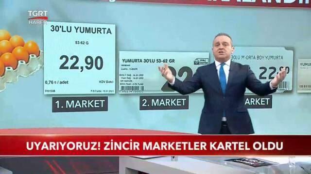 Ünlü haber sunucusu dört büyük marketin yumurta fiyatlarındaki oyununu canlı yayında deşifre etti