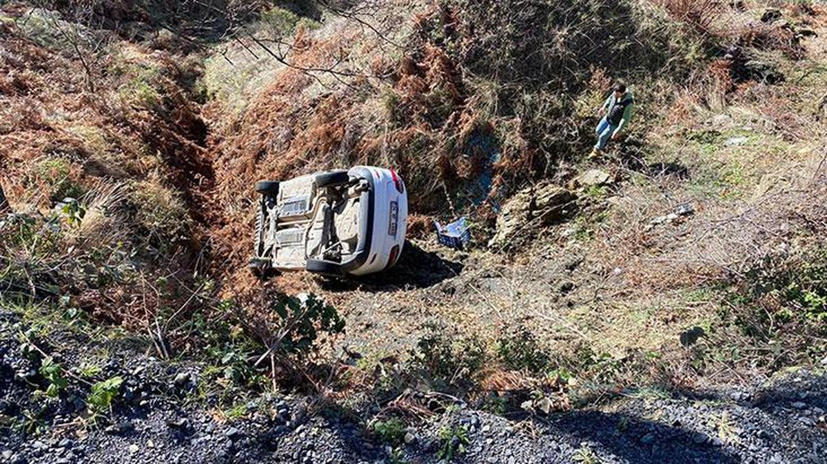 Otomobille uçurumdan uçtu, burnu bile kanamadan kurtuldu