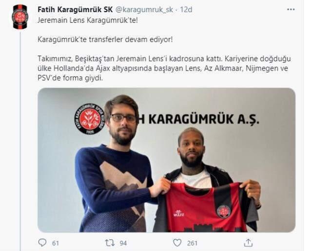Beşiktaşlı Lens, Fatih Karagümrük'e transfer oldu Beşiktaşlı Lens, Fatih Karagümrük'e transfer oldu