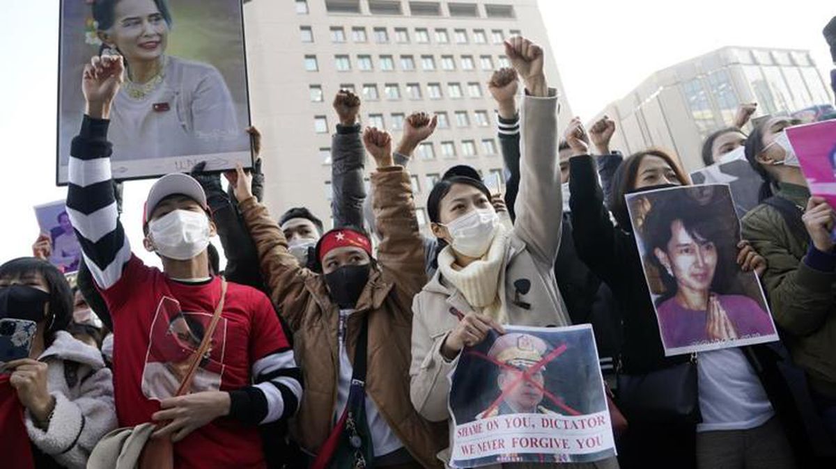Myanmar'daki askeri darbe Japonya'nın başkenti Tokyo'da protesto edildi