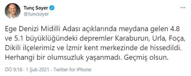 Son Dakika! İzmir'in Karaburun ilçesinde 5.1 büyüklüğünde deprem Son Dakika! İzmir'in Karaburun ilçesinde 5.1 büyüklüğünde deprem
