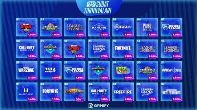 Gamify tournament calendar for February has been announced Gamify tournament calendar for February has been announced