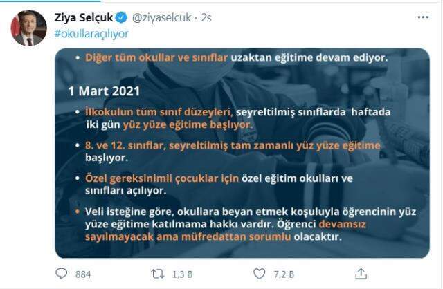 Son Dakika: Okullar ne zaman açılıyor 2021? 15 Şubat'ta hangi okullar açılıyor? 1 Mart'ta ilkokullar açılıyor mu? Selçuk açıklaması!