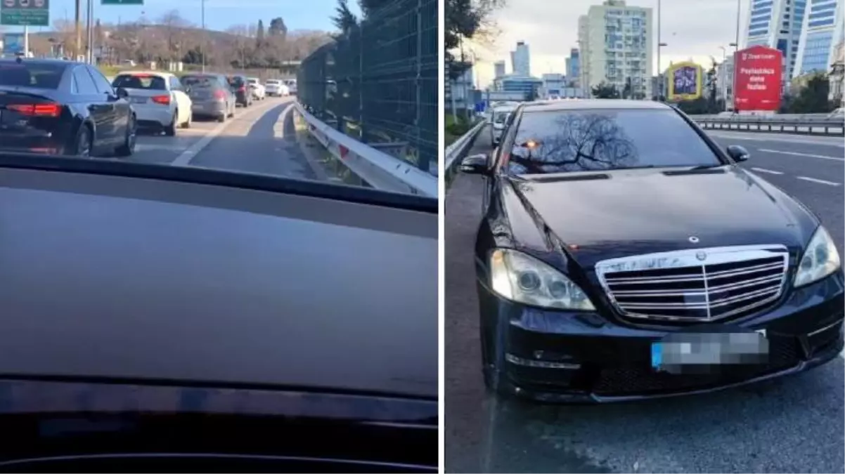 Çakarlı aracıyla emniyet şeridini kullanan iş adamının aracı trafikten men edildi