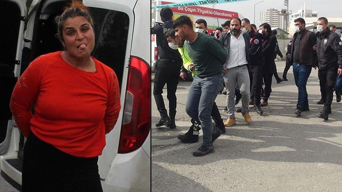Taşlı, tüfekli, bıçaklı, sopalı kavgaya gözaltına alınan kadının dil çıkarması damga vurdu
