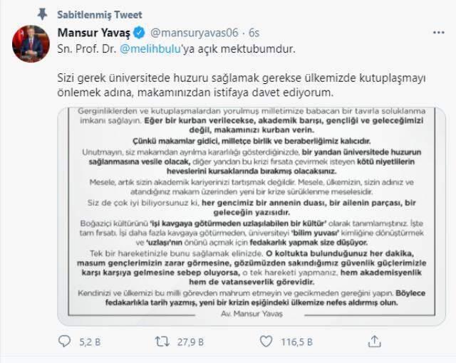 'Tarihi bir fedakarlık yapabilirsiniz' diyen Mansur Yavaş, Melih Bulu'yu istifaya davet etti 'Tarihi bir fedakarlık yapabilirsiniz' diyen Mansur Yavaş, Melih Bulu'yu istifaya davet etti