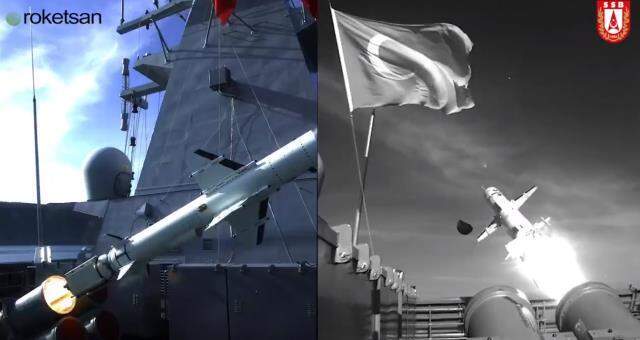 Görüntüler tüyleri diken diken etti! Milli gemi savar füzesi 'Atmaca' hedefi imha etti