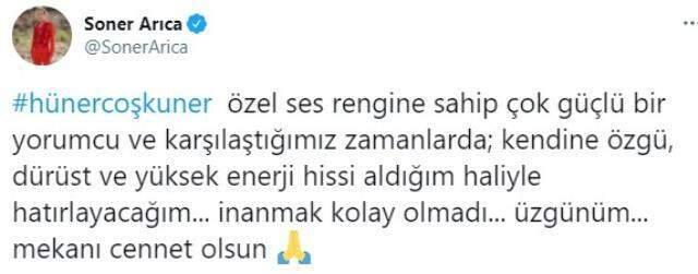 Hüner Coşkuner'in zamansız ölümü sanat dünyasını yasa boğdu Hüner Coşkuner'in zamansız ölümü sanat dünyasını yasa boğdu