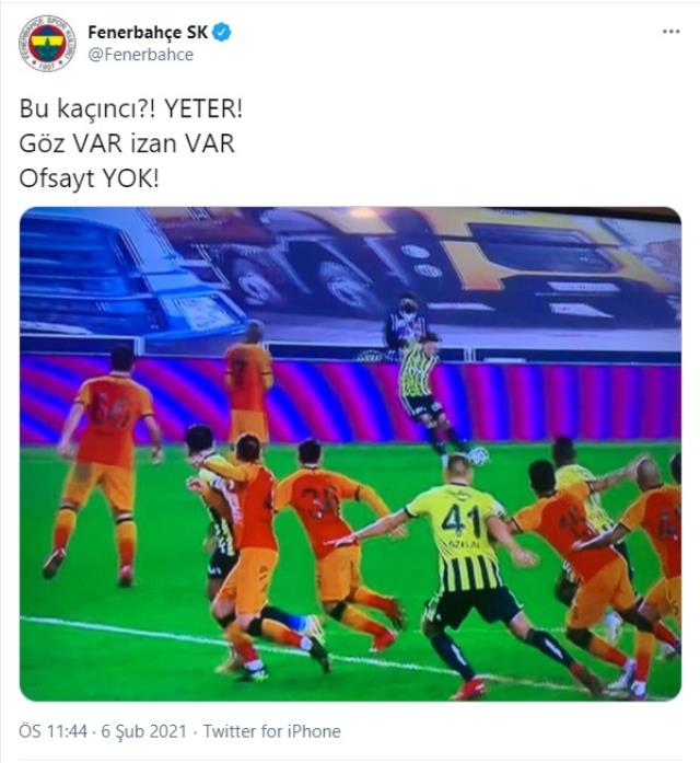 Fenerbahçe reacted to Ozan Tufan's canceled goal