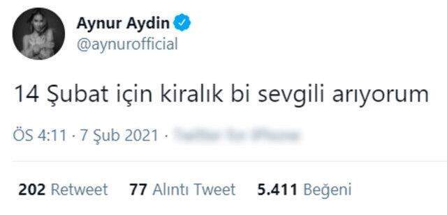 Şarkıcı Aynur Aydın, 14 Şubat için kiralık sevgili arıyor