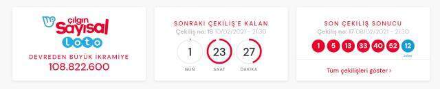 8 Şubat Çılgın Sayısal Loto sonuçları açıklandı! 8 Şubat Çılgın Sayısal Loto sonuçları! Sayısal Loto çekiliş sorgulama ekranı!