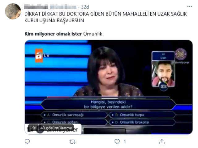 'Kim Milyoner Olmak İster'de doktor jokerin 'Omurilik sarımsağı' yanıtı dalga konusu oldu