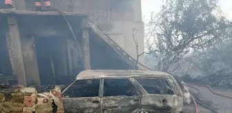 Ev yangınında hayvanlar telef oldu, 3 araç yandı
