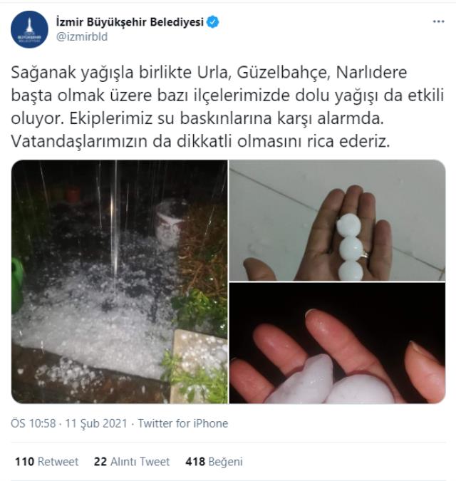 Doğal afetler İzmir'i vurmaya devam ediyor! Çeşme'de hortum, Güzelbahçe'de dolu