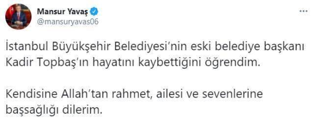 Son Dakika! Eski İstanbul Büyükşehir Belediye Başkanı Kadir Topbaş hayatını kaybetti