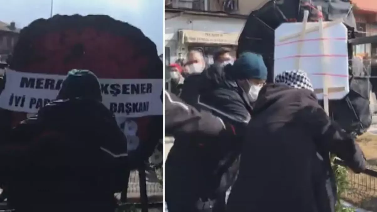 Gara şehidinin cenazesinde gerginlik! Şehit yakını, Meral Akşener'in gönderdiği çelengi parçalamaya çalıştı