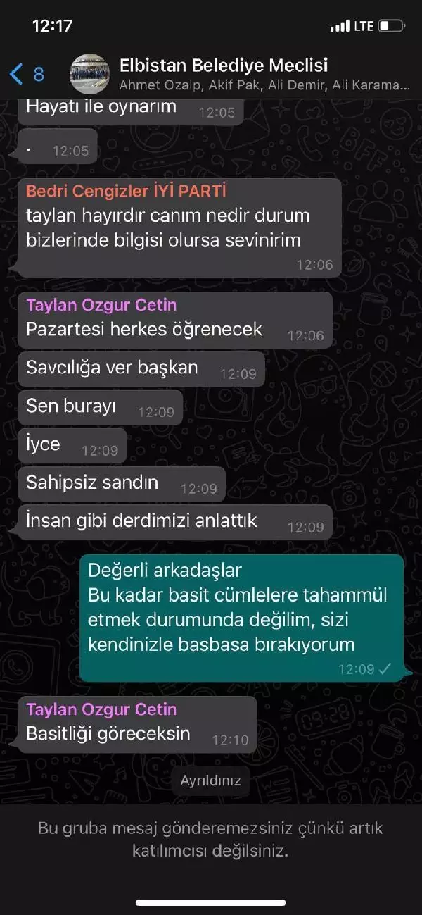 Belediye Başkanından kendisini tehdit ettiği iddia ettiği meclis üyesi hakkında suç duyurusu
