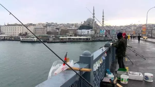 Çocuk olta balıkçıları da kara soğuğa rağmen Galata'da Çocuk olta balıkçıları da kara soğuğa rağmen Galata'da