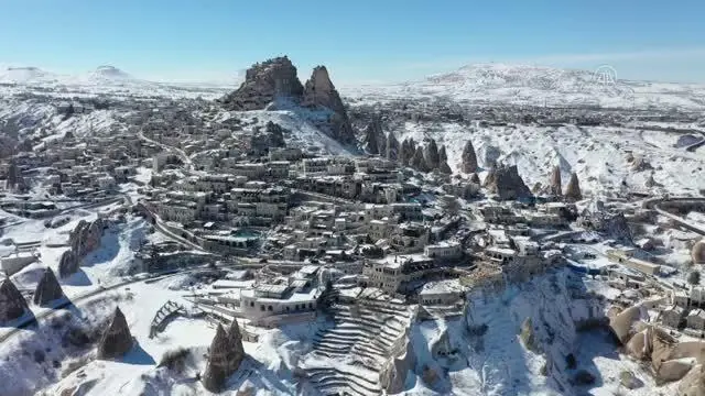 (Drone) Peribacaları kar altında ayrı güzel (Drone) Peribacaları kar altında ayrı güzel