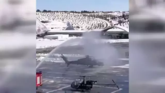 Emniyetin envanterine katılan ATAK helikopteri için 'su takı' töreni düzenlendi Emniyetin envanterine katılan ATAK helikopteri için 'su takı' töreni düzenlendi