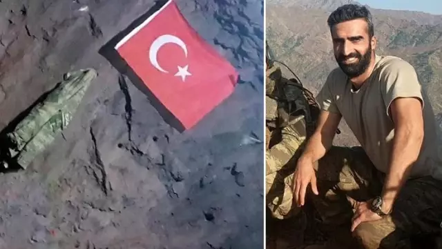Gara'da şehit düşen Yüzbaşı Burak Coşkun, PKK elebaşı Karayılan'ın mağarasına Türk bayrağı asmış Gara'da şehit düşen Yüzbaşı Burak Coşkun, PKK elebaşı Karayılan'ın mağarasına Türk bayrağı asmış