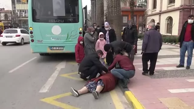Halk otobüsünden düşen kadın yaralandı Halk otobüsünden düşen kadın yaralandı