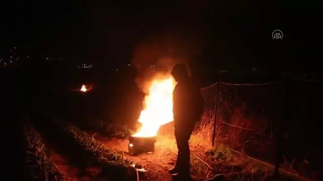 Çilek bahçelerinde 'dumanlı' don nöbeti Çilek bahçelerinde 'dumanlı' don nöbeti