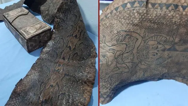 Ekipler suçüstü yakaladı! Orta Çağ'dan kalma İbranice yazıların bulunduğu piton derisi ele geçirildi Ekipler suçüstü yakaladı! Orta Çağ'dan kalma İbranice yazıların bulunduğu piton derisi ele geçirildi
