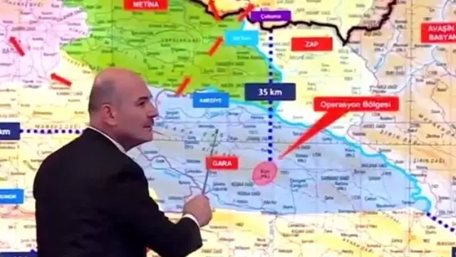 Bakan Soylu, Gara'nın önemini harita üzerinden tek tek anlattı: Kandil, Suriye ve Sincar'ın geçiş koridoru Bakan Soylu, Gara'nın önemini harita üzerinden tek tek anlattı: Kandil, Suriye ve Sincar'ın geçiş koridoru
