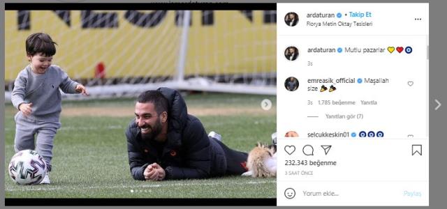 Arda Turan's son, Hamza Arda Turan attended the training with his father