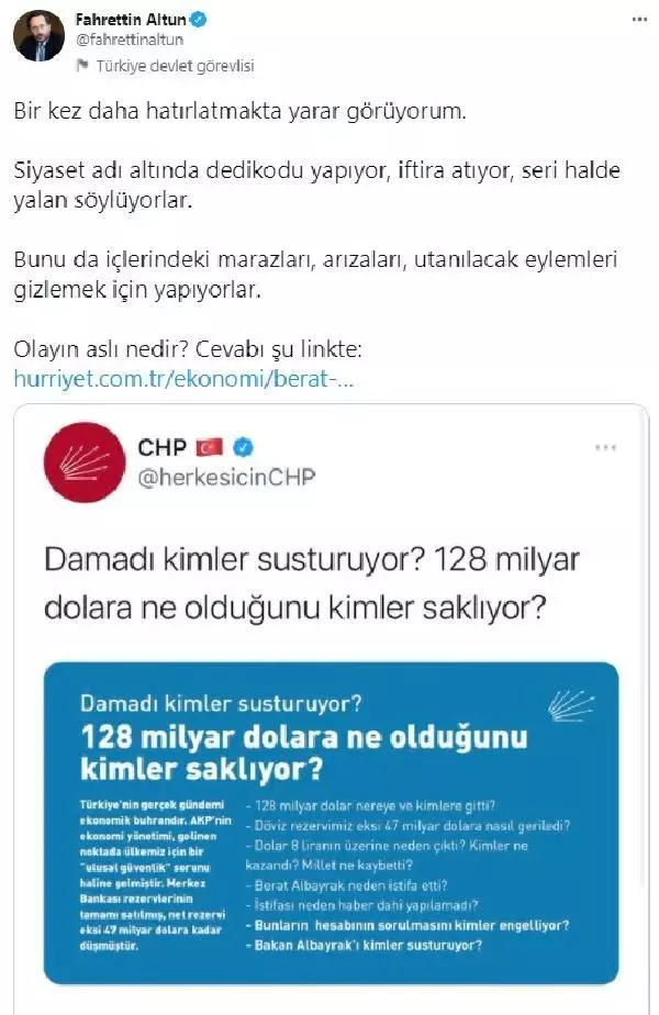 İletişim Başkanı Altun: Siyaset adı altında dedikodu yapıyorlar İletişim Başkanı Altun: Siyaset adı altında dedikodu yapıyorlar